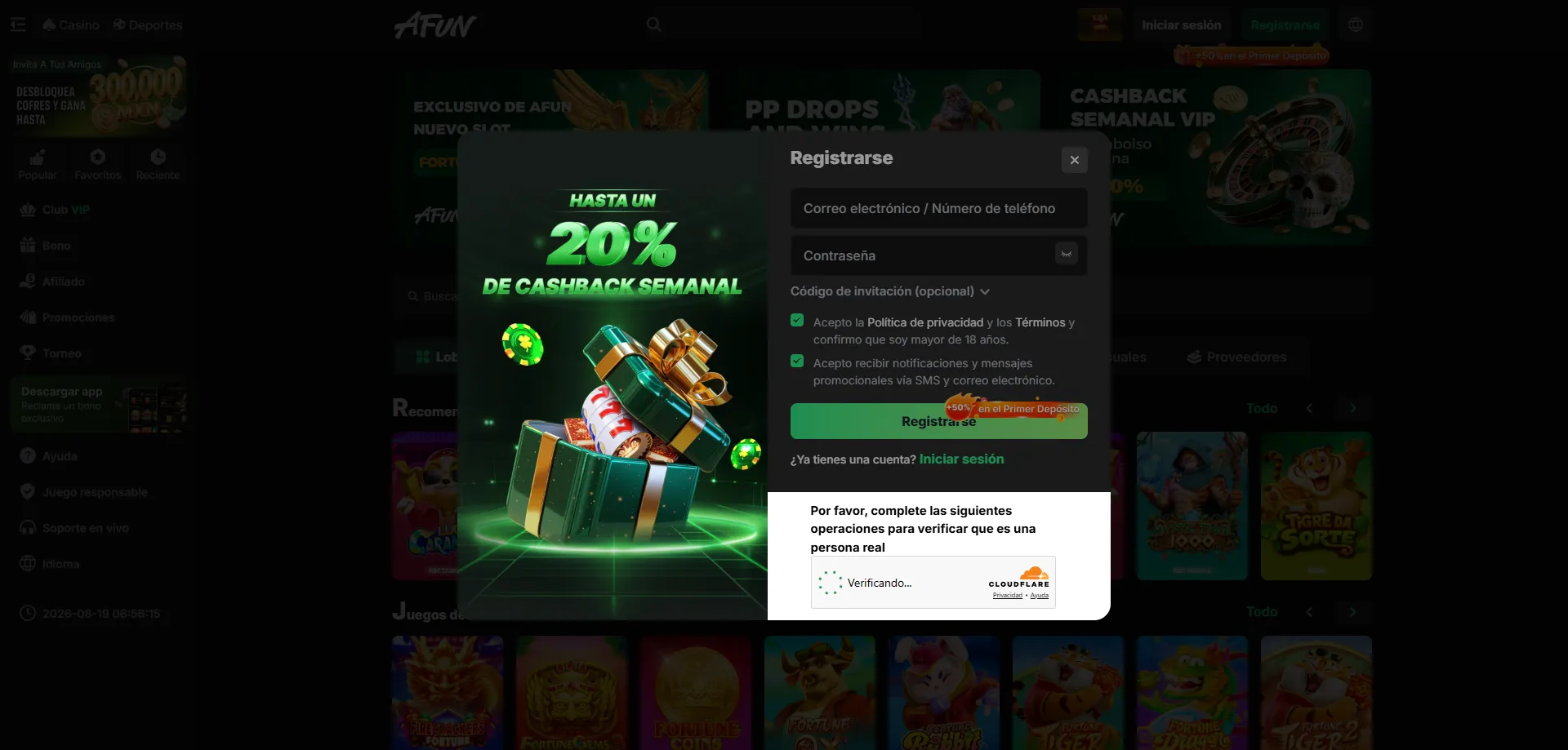 Registro en AFUN Casino México — crea tu cuenta en minutos