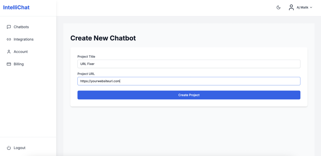 Intellichat Create Chatbot