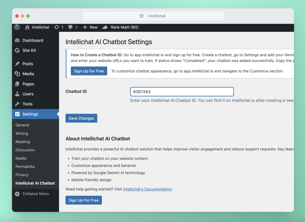 Intellichat WordPress Setting